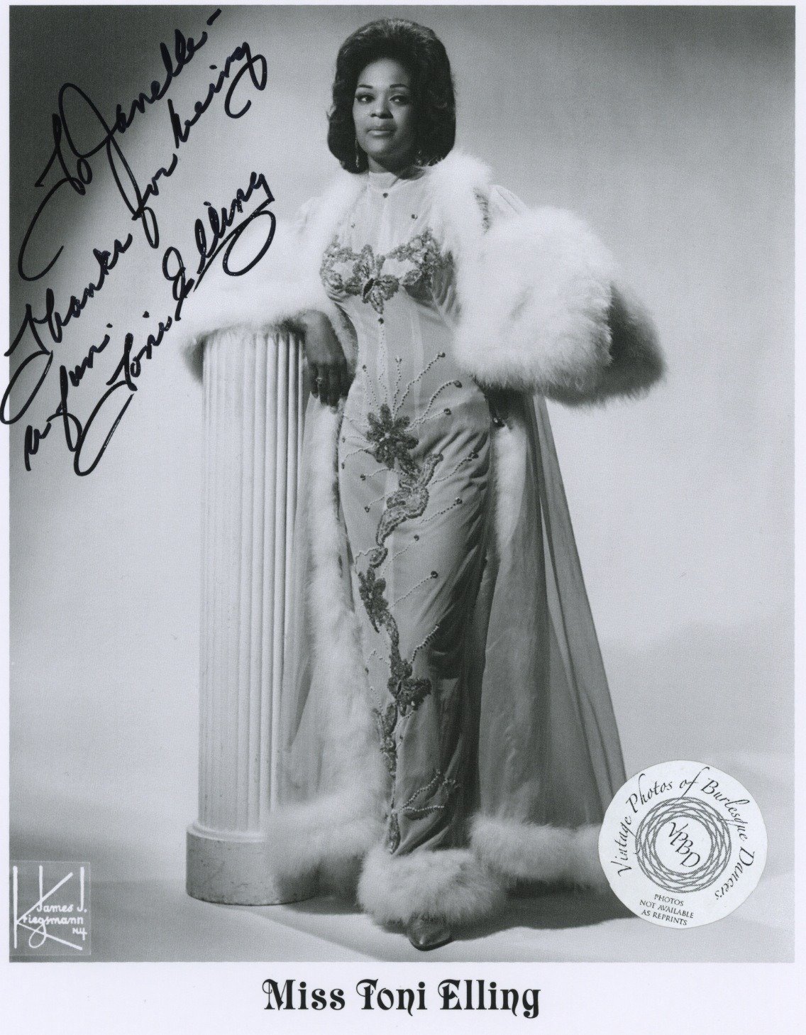 burlyqnell:  Toni Elling: signed 8x10 photo  Toni Elling was born in Detroit and