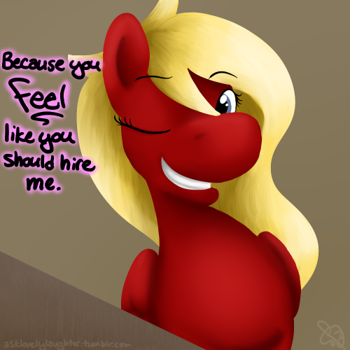 askshramper:  A collab done between AskLovelyLaughter and I!This was great fun! Everyone go follow Ask Lovely Laughter! She’s only just started on her story!As for me, if you’re ever interested in an internship interview for my studio, send me an
