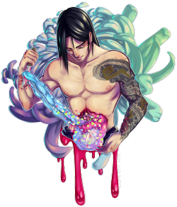 angry-moth-noises:  Flow like water I said I would do Hanzo disembowelment so here is is. Please don’t tag as me/kin thanks. Oh yeah these are transparent  