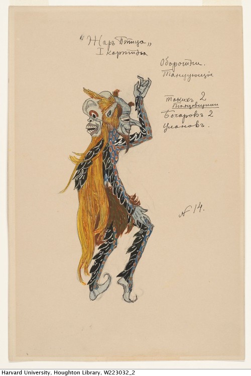 Golovin, Aleksandr IAkovlevich (1863-1930, Russian), artist. Firebird: costume design: Werewolf, 192