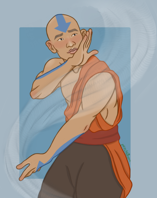 peechbloom:[image id: a colored, digital drawing of adult Aang from Avatar the Last Airbender. He is