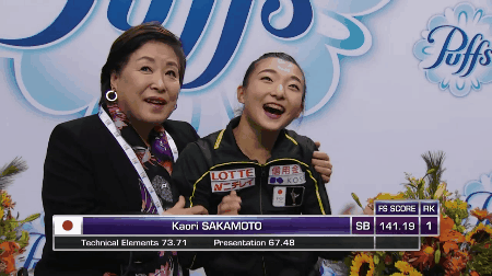shomouno:Kaori Sakamoto reacting to her FS scores