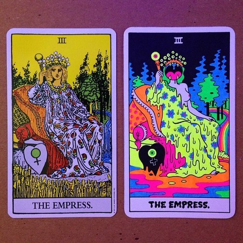 occulttrainingwheels:  The insanely talented Oliver Hibert is in the process of designing a Major Arcana based on Pamela Colman Smith’s classic Rider-Waite deck. We would buy a set of these in a heartbeat. We would tear out someone’s heart, time