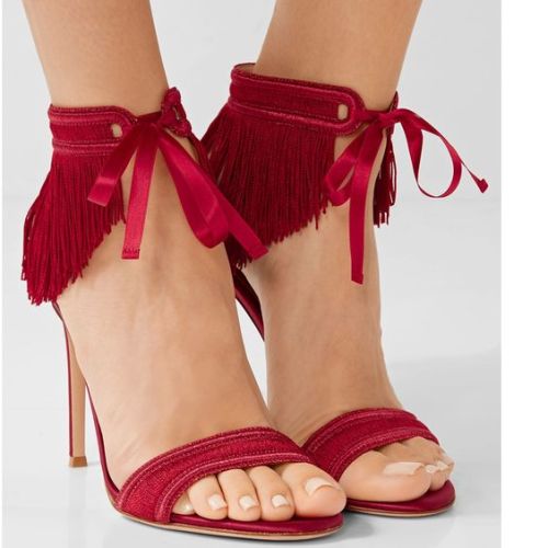 Gianvito Rossi Fringed satin sandals $398