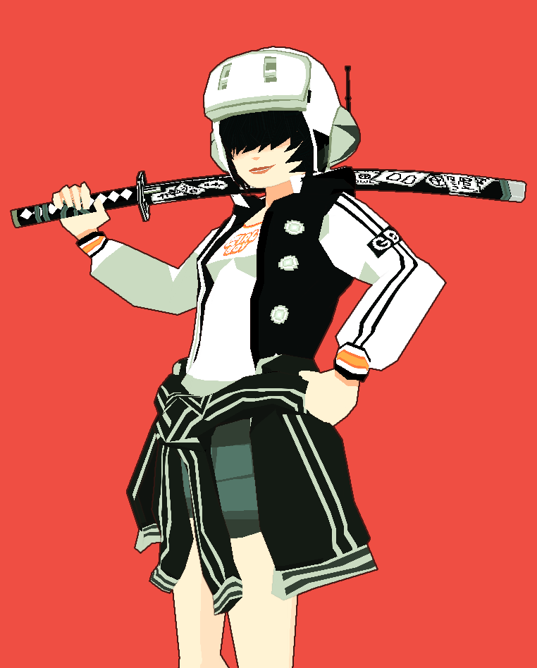 seafoamfucker:Low poly Katana Girl, she’s a part of a street gang and likes dancing