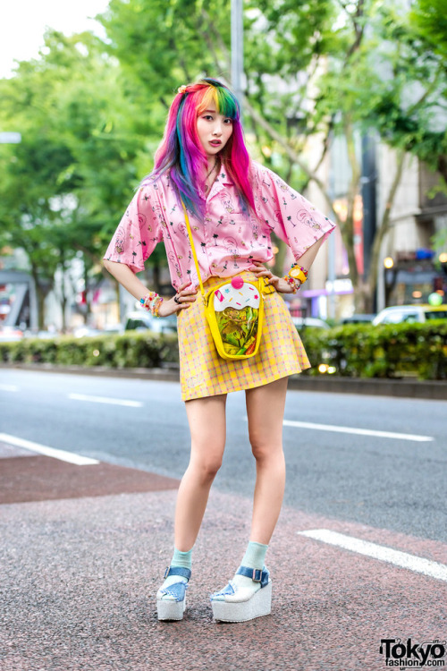 tokyo-fashion: Sakura Luna wearing a colorful kawaii style that she calls “NeoFairy” on 