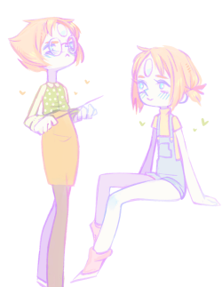 flowersilk:  teacher bird mom and pigtails bird mom..rly just an excuse to draw pearl in cute clothes 