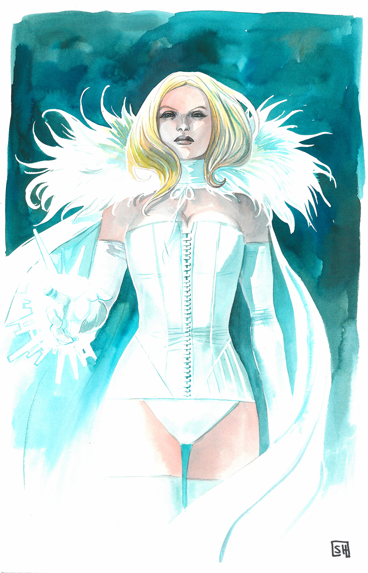 themarvelproject:  Emma Frost as the Hellfire Club’s White Queen watercolor commission