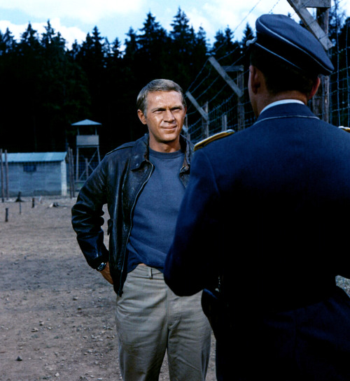 Steve McQueen, Hannes Messemer / production still from John Sturges’s The Great Escape (1