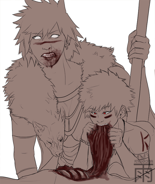 urbanashes: Feral!Bakugou AU  Mitsuki is very aware of the researchers watching a short distance away. They should be cautious, this mother just killed a dragon to feed her precious baby Katsuki.  