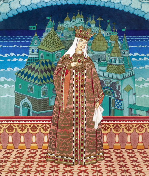 speciesbarocus:Ivan Bilibin - Militrissa. Costume design for the opera The Tale of Tsar Saltan by N.