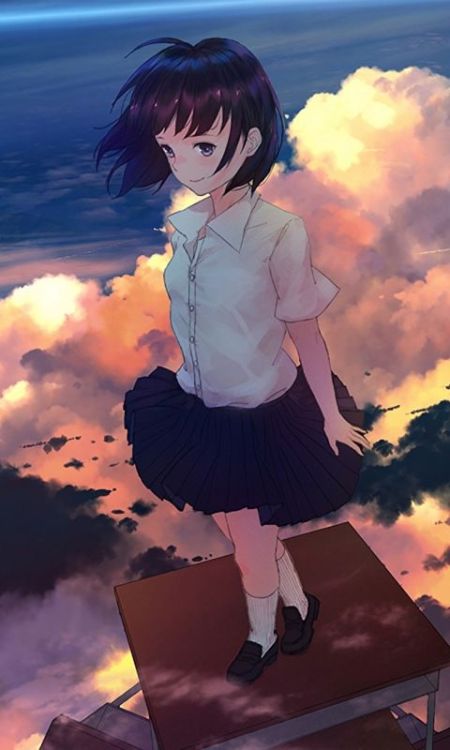 Above the clouds, original, cute, anime girl, 480x800 wallpaper @wallpapersmug : https://ift.tt/2FI4