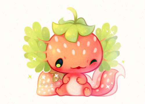 fluffysheeps:A little strawberry axolotl! ✨