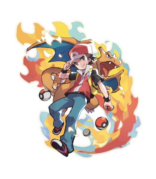 red and red (pokemon and 1 more) drawn by oshi_taberu