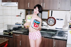 americanapparel:  Minyoung wears the Pink Lips High-Waist Brief in Seoul, May 2014.