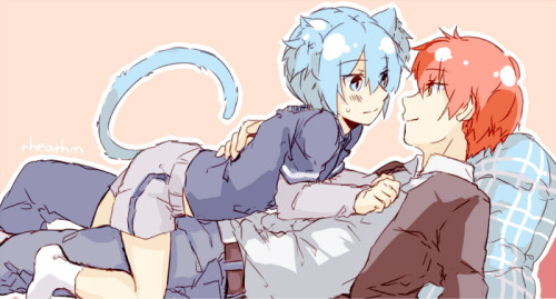 rheathm:  old doodles of a karunagi and Nya!Karunagi. colored it randomly just now. enjoy the nyaas ‘ v ‘ )/ 