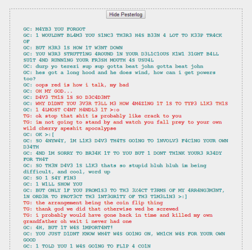 Dave and Terezi’s 15th convo.