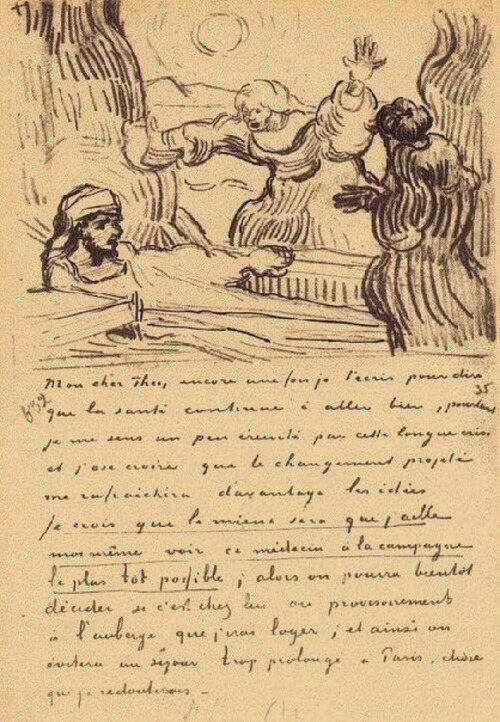 39adamstrand:On 3 May 1890, Vincent van Gogh sent a letter to his brother Theo that included his ske