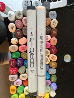 fortinbrasftw:COPIC MARKER GIVEAWAYAlright, so I bought all these Copics when I was in Japan years ago and have never, ever used them, so I thought someone else could treat them better.All the Cool Greys (C0-C8) are Broad and Fine, and just about all