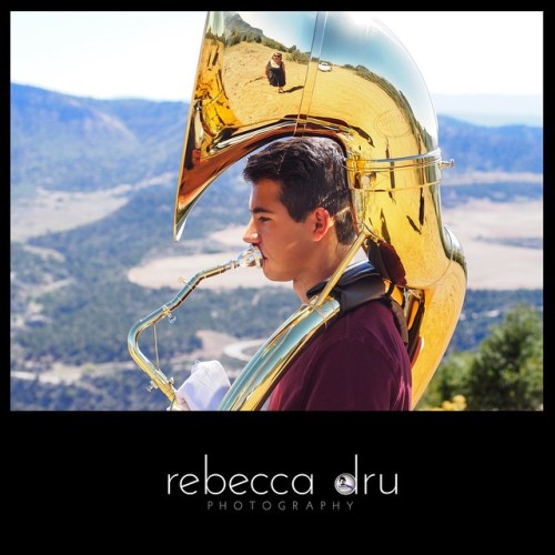 Mamma and son…Antonio’s Senior Portrait in Durango, Colorado. #reflection in the #sousaphone bell #Model #Seniorportait #HighSchool #cute #adorable #DurangoColorado #Nature