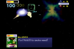 vectorbelly:  My Star Fox 64 cartridge is acting weird. Anyone else getting this glitch?