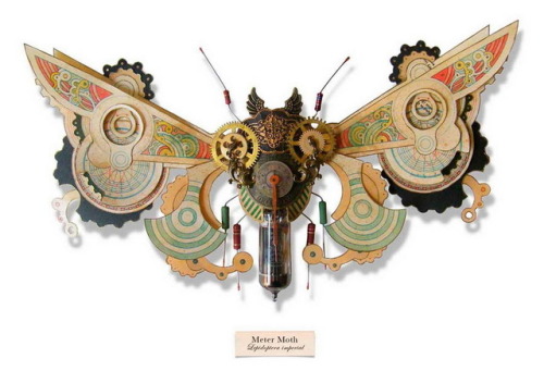 British artist Mark Oliver crafts his “Litter Bugs” from trash and found objects. 