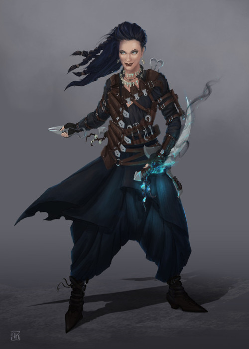 we-are-rogue:  Design Character  Grimalkin Witch Assassin by Anna Kand