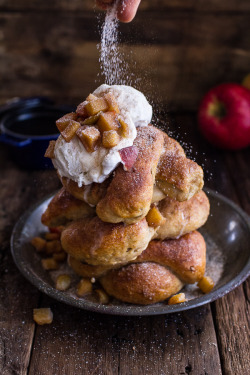 sweetoothgirl:  Hot Buttered Rum Apple Pie Stuffed Cinnamon Sugar Soft Pretzels 