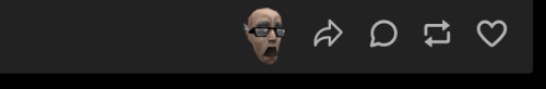 Screenshot of the bottom bar of a Tumblr post. Alongside the usual like, reblog, reply, and share button, there's a cut-out image of a screaming scientist head from Half Life.