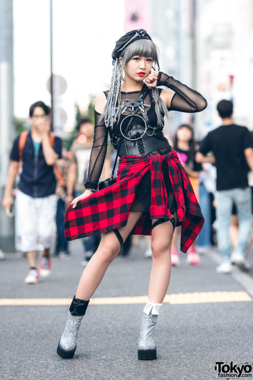 J-Pop singer - and Kawaii Monster Cafe Monster Girl - Asachill on the street in Harajuku wearing a b