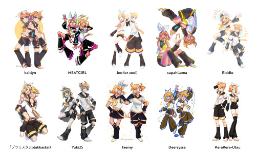 100kagaminecollab: Happy 13th Birthday to Kagamine Rin and Len!!The 100 Kagamine Collaboration team 