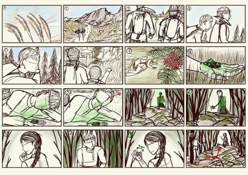 A storyboard based on a Russian Ural folk tale “Mistress of the Copper Mountain” (#хозяйкамеднойгоры