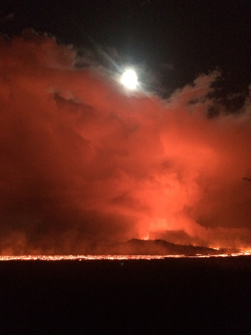 USGS Hawaiian Volcano Observatory (HVO) - Kīlauea Volcano, HI, USA - Fissure 8 Night View, June 28, 