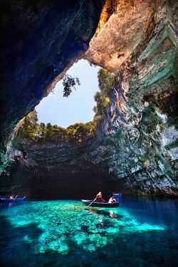 sixpenceee:  Pictures of Melissani Cave, Sami, Kefalonia Greece. (Source) 