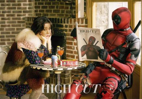 Hyuna and Deadpool from the Korean HIGH CUT magazine