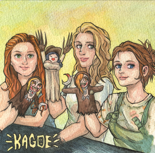 I painted the RE voice actors Maggie, Nicole and Bekka with their character hand puppetsThey are ins