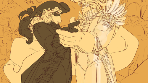 suzannart: I’m still really fond of the jonathan and speedwagon masquerade panels I did earlier this