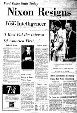 collectivehistory:  Today in History: Aug 8, 1974, Nixon Resigns On 8 August 1974, US President Richard Nixon broadcast his intention to resign in a televised address to the US nation. With impeachment proceedings underway against him for his involvement