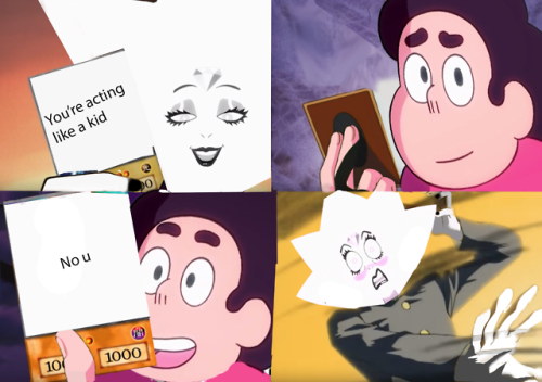 queen-of-meows: fullmetalboob:when steven activated his trap card against white Change your Mind in 