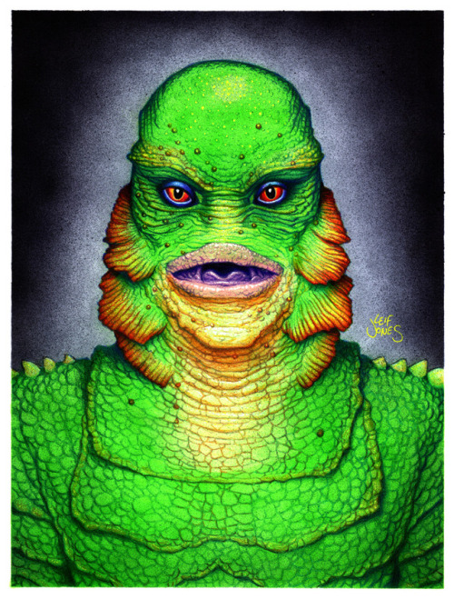 Creature from the Black Lagoon art commission.Acrylic paint, colored pencil, and archival inks on 10