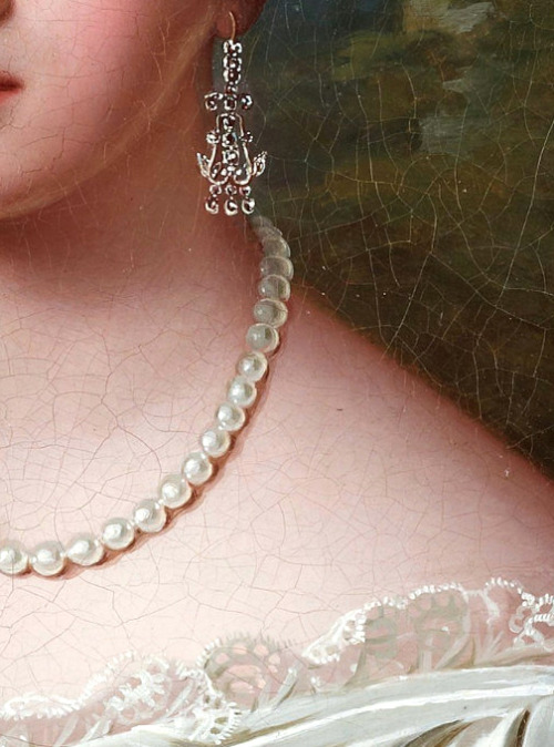 c0ssette:Fredrik Westin (1782-1862) Woman with pearl necklace,detail.