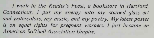 ellydash:the bios in this 1985 book of essays by lesbian ex-nuns are the gayest thing i’ve read in m