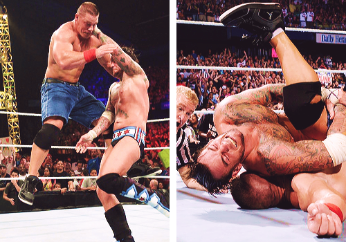thecmpunk:  Money in The Bank 2011; CM Punk def. John Cena. New WWE Champion C.M