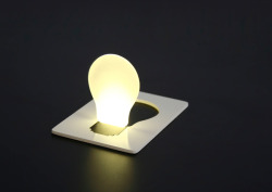 wickedclothes:  Pocket Light A small lamp could always come in handy during power outages or camping trips. At just the size of a credit card, this miniature light pops up to reveal a backlit lightbulb to manage even the darkest of situations with ease.