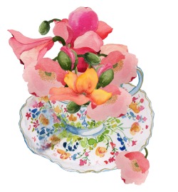 deepcoveflowers:Flowers for a friend who loves tea cups :)