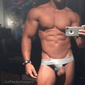 freakmuscle:  The #musclestud’s new #bikinibrief cannot hold his huge cock on