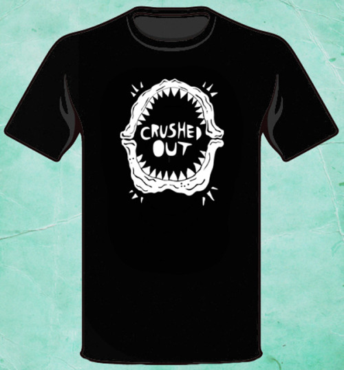 NEW MERCH ALERT. Shark jaw design by Moselle, taking orders now and ships this week. Sizes Small thru XXL. Buy here: http://crushedoutmusic.bandcamp.com/merch/shark-jaw-logo-t-shirt