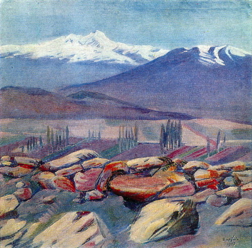 artist-sarian:Aragats and Mount Ara, Martiros Sarian