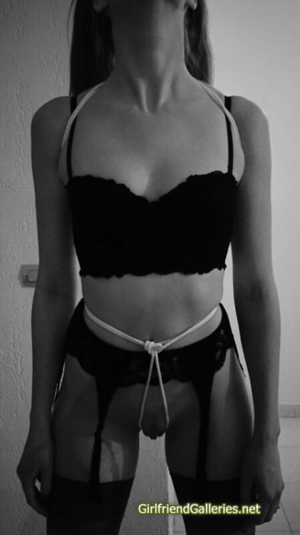 zapprielx: BLACK LINGERIE &amp; WHITE ROPE PART 2. And here comes the rope. Sometime, just a min