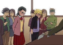 pigolica:  Boruto Uzumaki and Sarada Uchiha spanking each other  Artist: http://animeotk.com/gallery/member.php/uid/62122/username/psh  